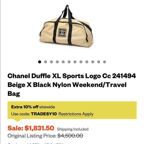 CHANEL nylon mesh gym sports ligne bag - Picture 2 of 8